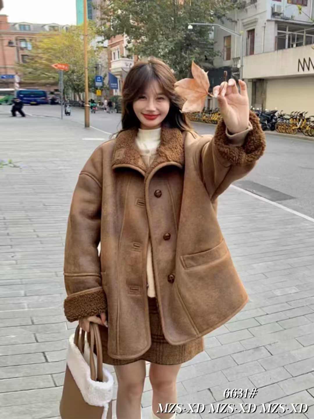 木子尚冬季女短外套女士休闲百搭皮毛一体韩版时尚秋冬