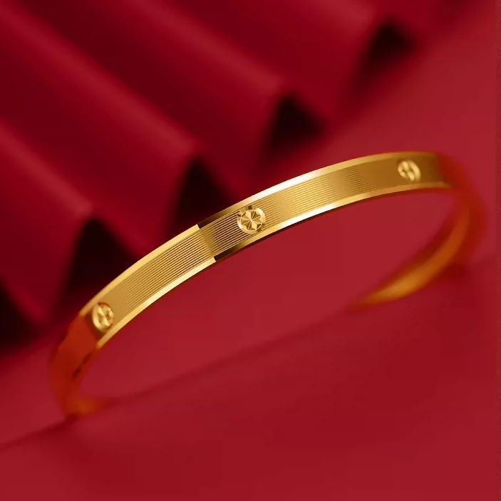 铜合金手镯 ［米字车花钻纹］手镯女款螺丝纹拉丝时尚简约