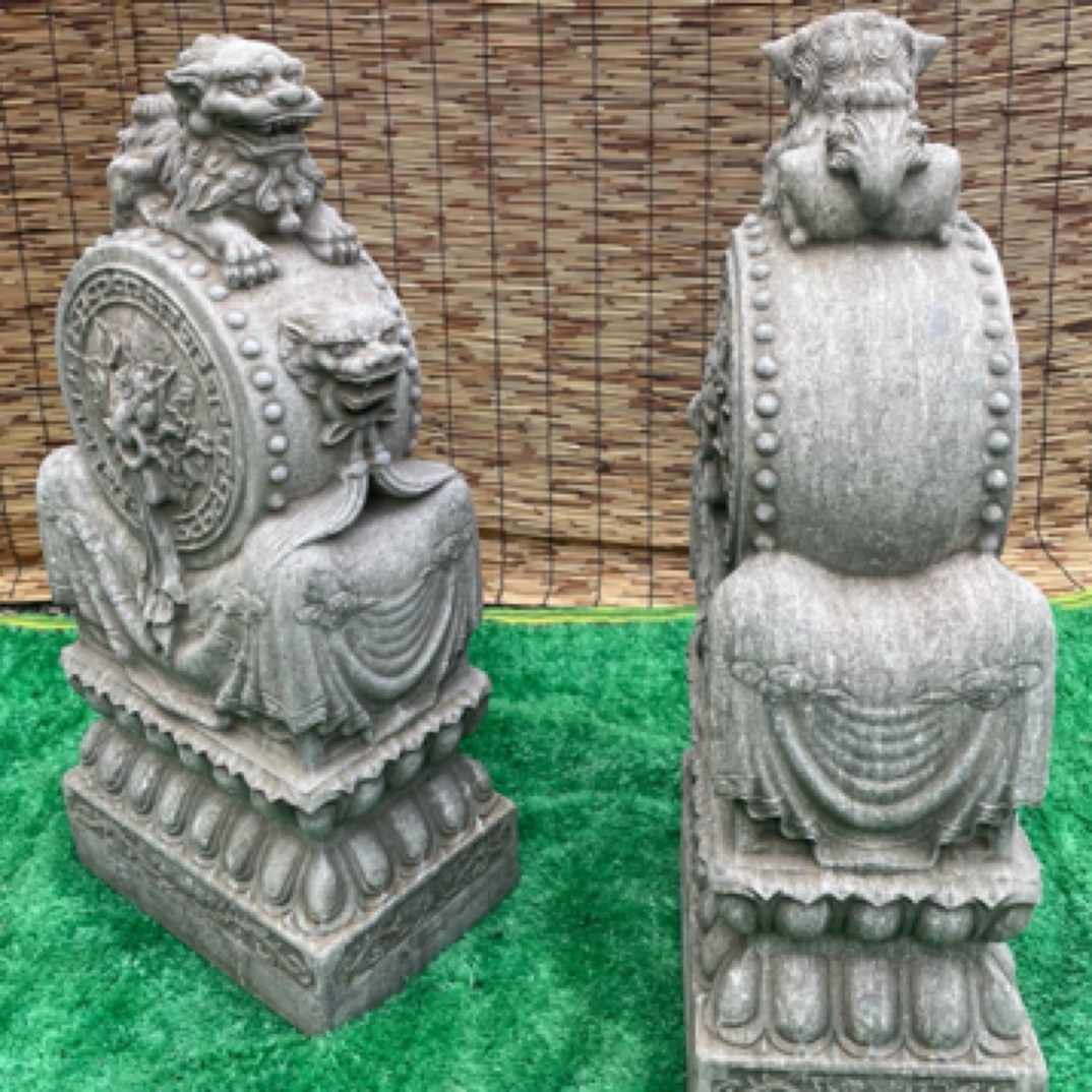 青石石狮子抱鼓门墩石一对 不包运费