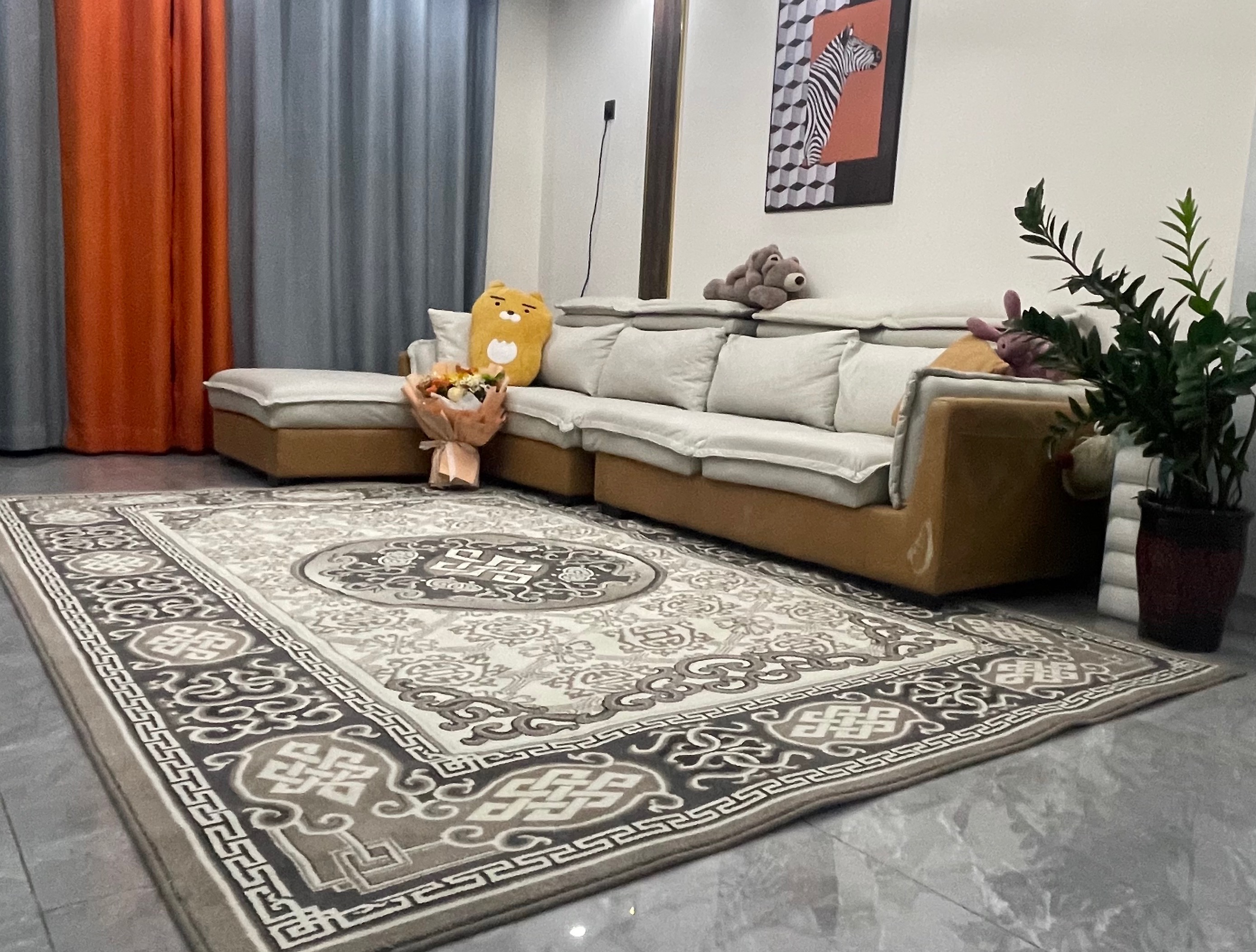 蒙古额尔登特羊毛客厅卧室轻奢地毯家用（两色可选云间清仓古斯特）