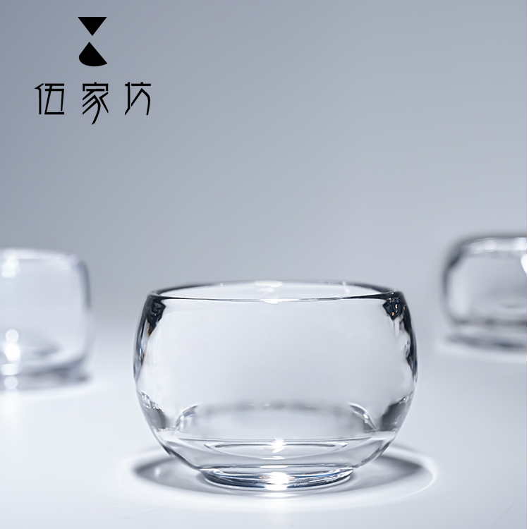 伍家坊水晶玻璃主人杯耐热防烫手工无铅禅寂杯家用透明泡茶杯茶具