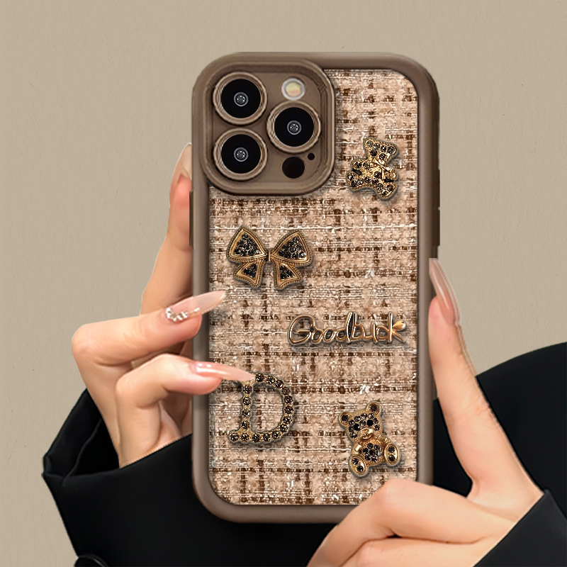 适用于苹果16华为OPPO小米VIVO绒布针织潮简约DP阶梯手机壳素材壳