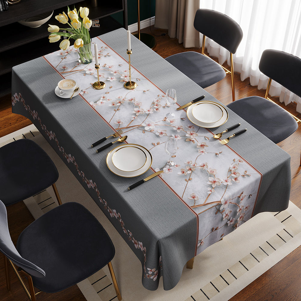 桌布防水防油防烫免洗PVC餐桌布家用学生简约长方形桌布通用百搭