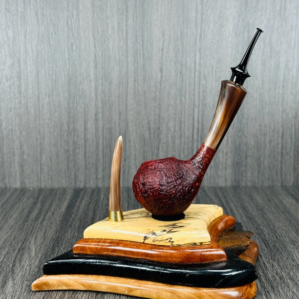 中国斗师John He何璐石楠木手工烟斗德富料子Fugo斗型带压棒木盒