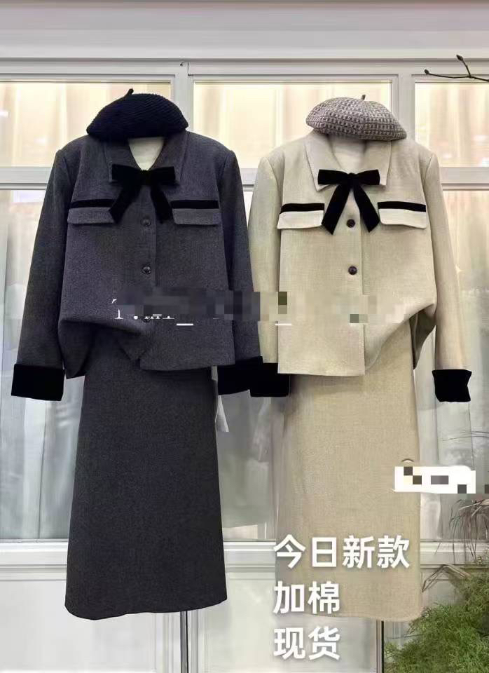 肉肉家时尚显瘦宽松两件套小香风气质毛呢减龄