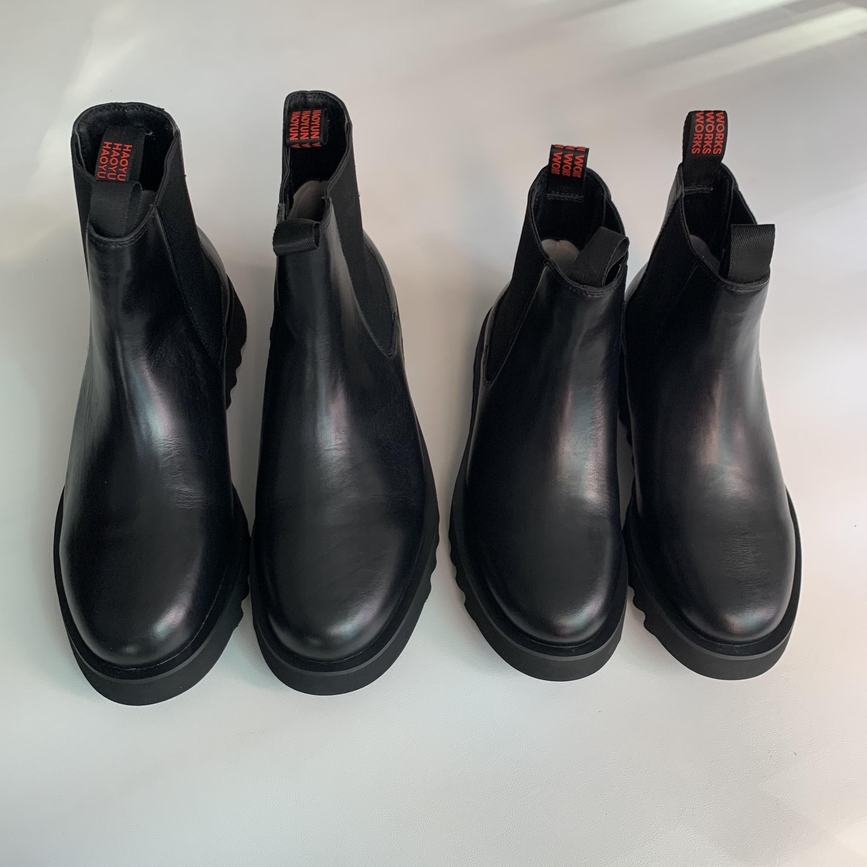 秋冬情侣款真皮厚底切尔西短靴时尚休闲女靴圆头百搭英伦靴欧美风