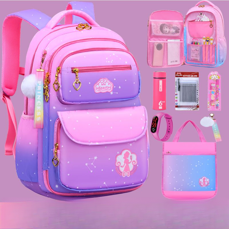 新疆包邮小学生书包女孩一三六年级韩版超轻减负防水儿童双肩公主