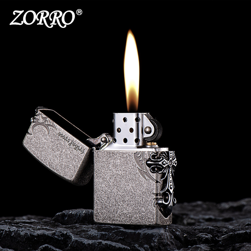 佐罗侧面十字标铜壳煤油打火机高端送礼佳品