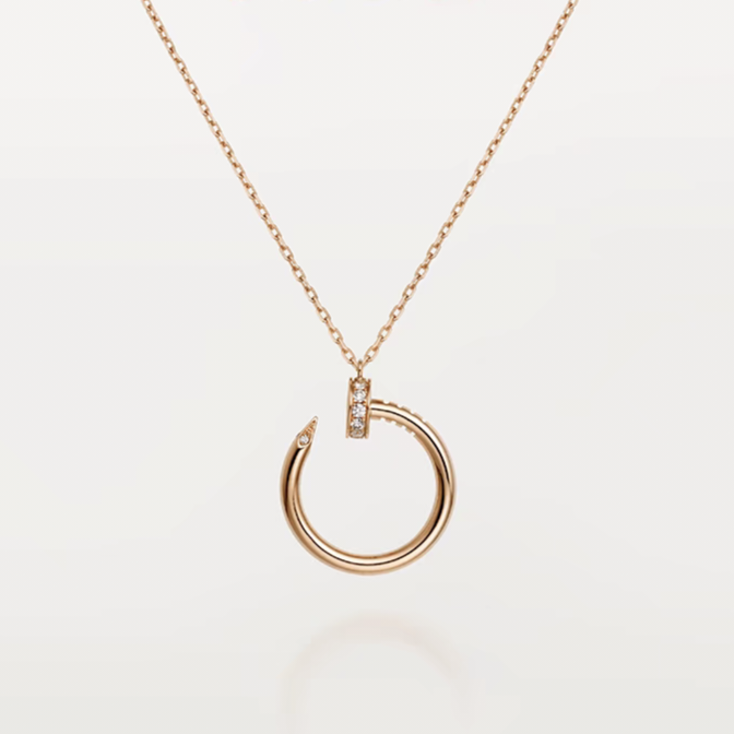 99新 Cartier/卡地亚 Juste un Clou 18k玫瑰金 首尾钻 钉子项链