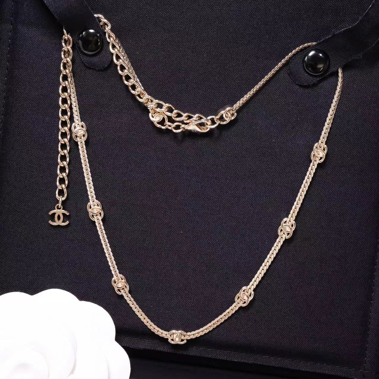 未使用 Chanel/香奈儿 金属七双C蛇骨颈链项链 05787