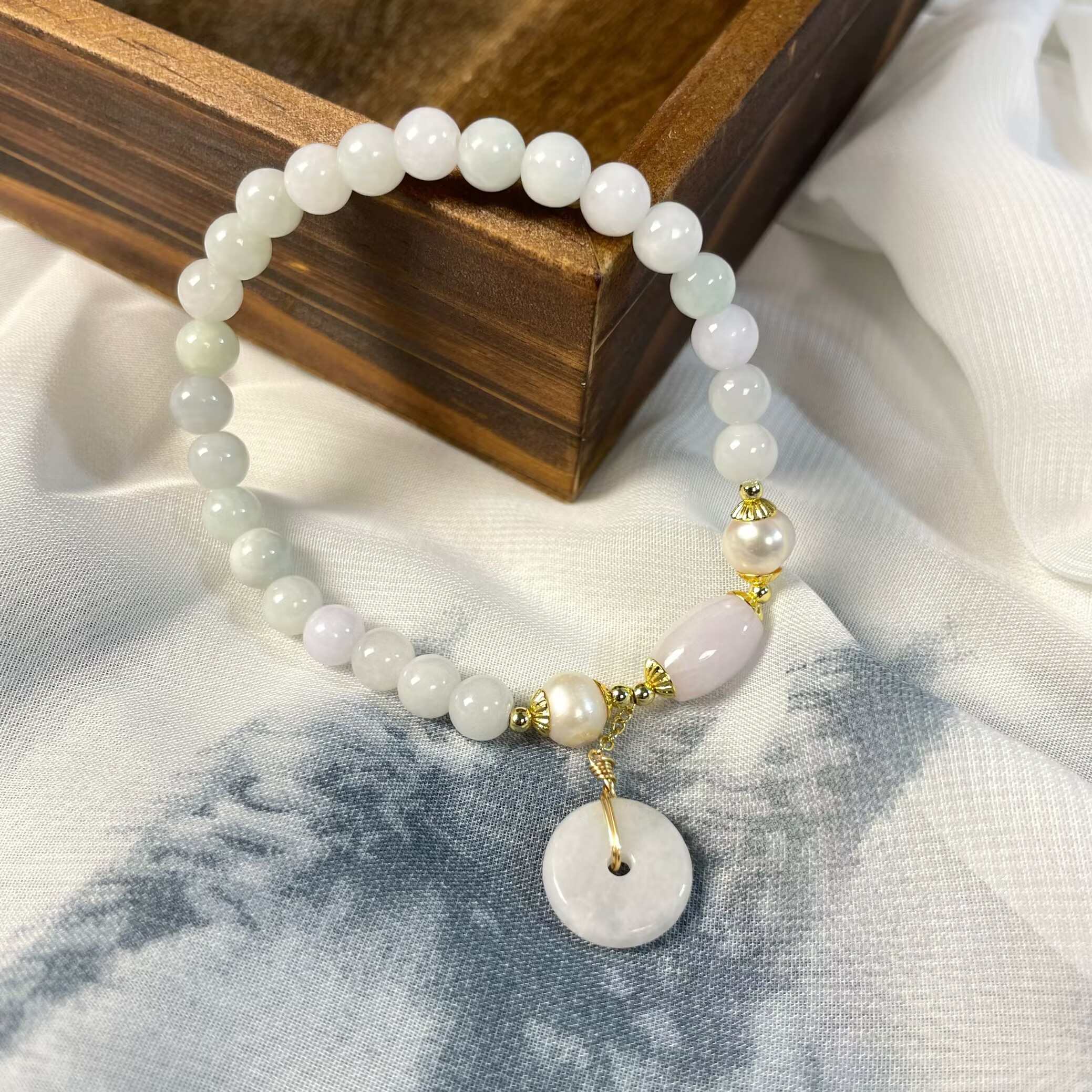 单圈翡翠平安扣气质百搭女士简约素圈白色闺蜜