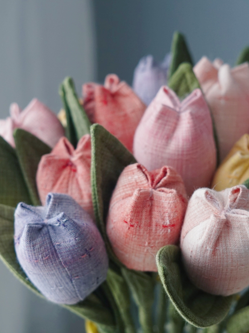 手工DIY郁金香布艺花材料包布艺家居摆设教师节礼物母亲节礼物