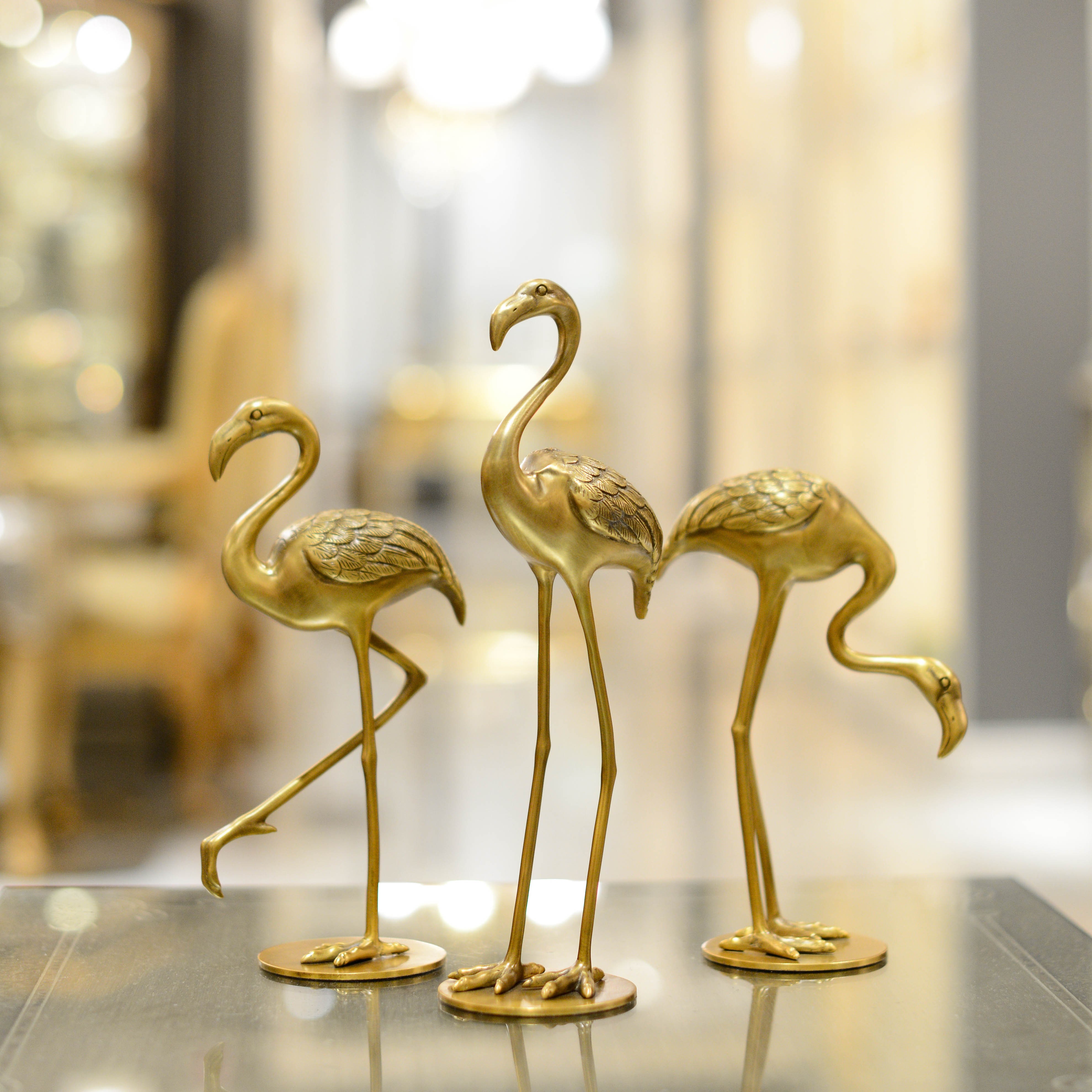 派力斯全铜火烈鸟摆件高端居家饰品客厅书房玄关复古回流出口艺术