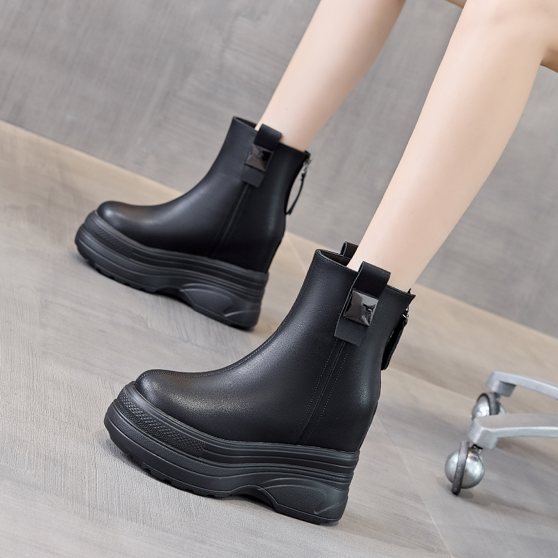 【萝莉公主12cm内增高】2025年新款小个子马丁靴女秋冬加绒厚底短靴