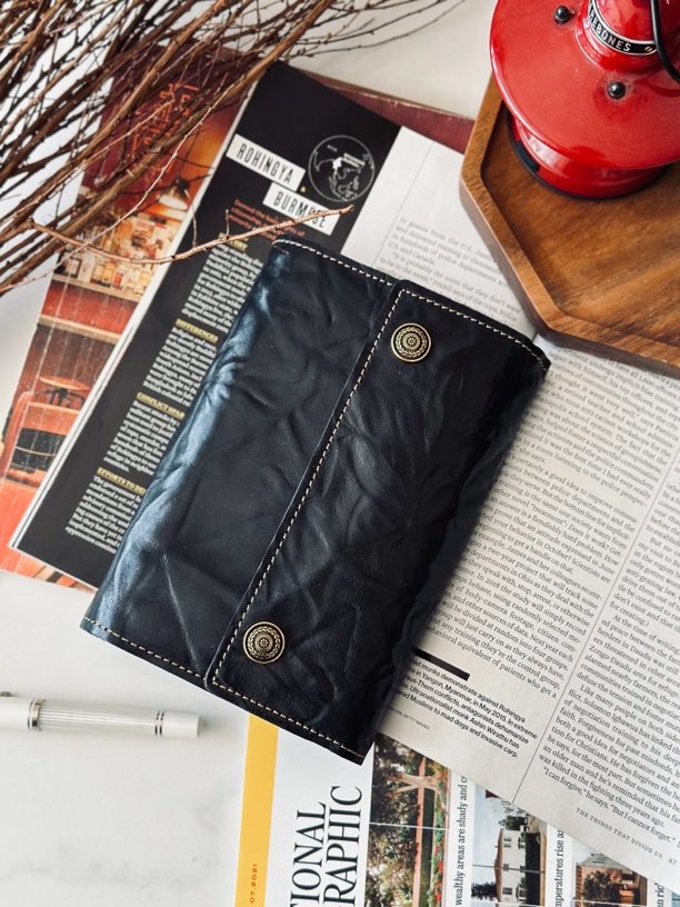 本儿哥的本子 黑色真皮活页手账本A5A6A7手抓纹牛皮记事本日记本