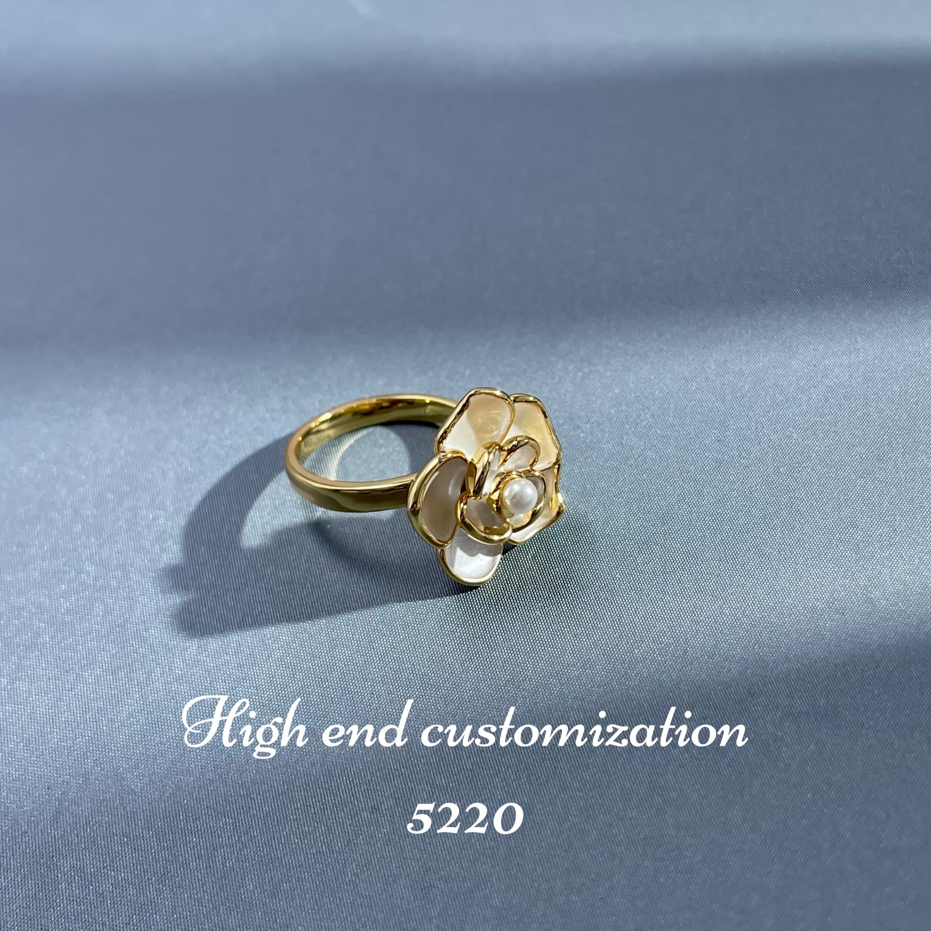 时尚百搭小巧精致轻奢简约日常通勤山茶花戒指~5220