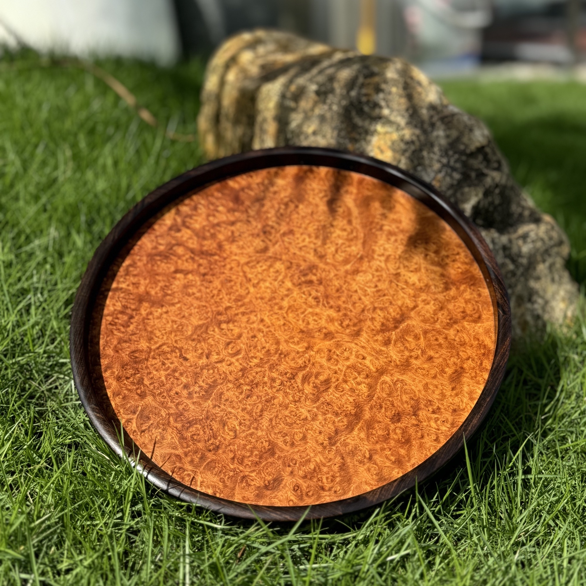 紫光檀嵌缅花樱木榴家用圆形点心盘杯子水果木质托盘干泡茶盘壶承