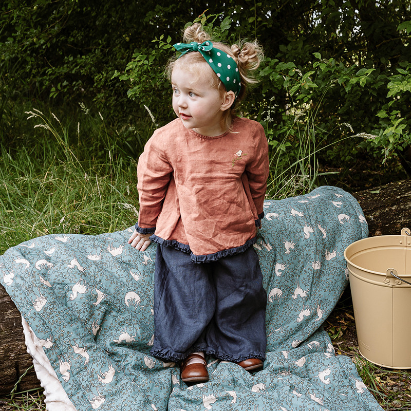 【lelejove】北欧风儿童亚麻衬衫秋上新女宝清新文艺套装4AT38654