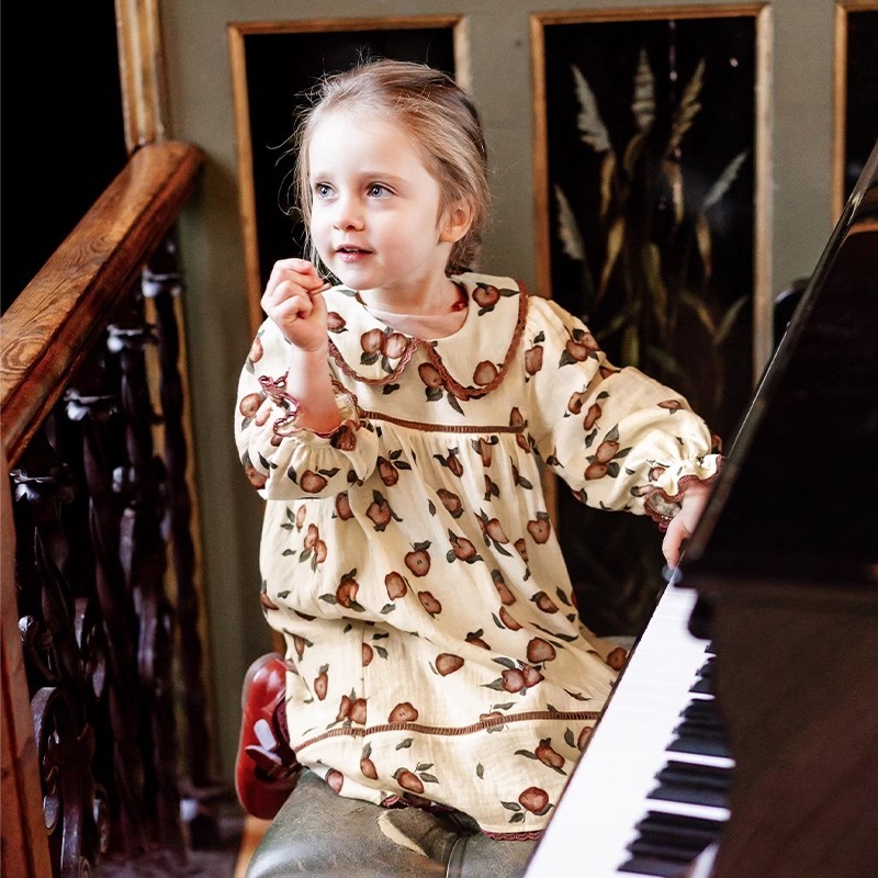 lelejove北欧风连衣裙春款女宝纯棉自然田园风甜美长裙4AS37929