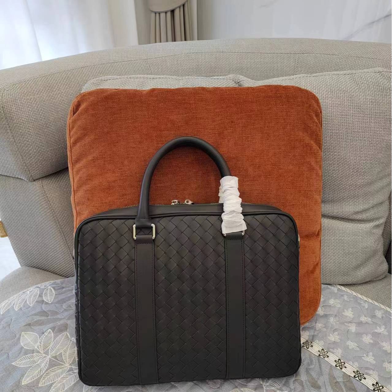 牛皮手工编织小号商务公文包时尚洋气休息轻奢潮流简约36高27厚6