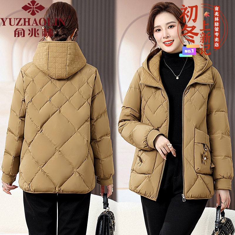 俞兆林2023冬季新款宽松大码妈妈装棉服连帽中老年奶奶装外套