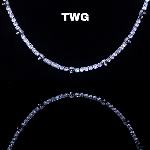 铜合金合成锆石项链 TWG欧美黑豹款5mm锆石网球链坠链骷髅头项链