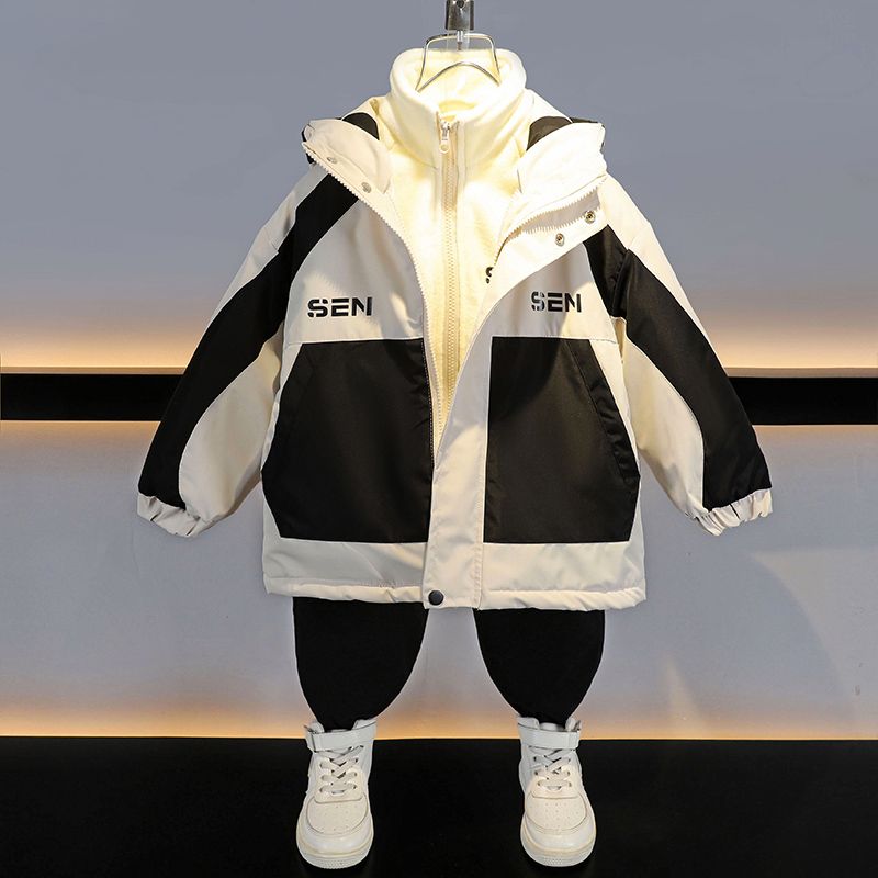 儿童冲锋衣三合一男女童校服可脱卸绒内胆小学生班服幼儿园服秋冬