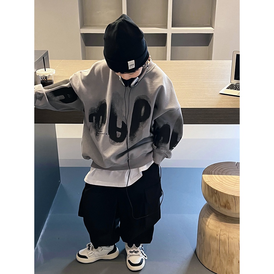 男童休闲卫衣春秋款2023新款儿童炸街秋装上衣中大童装秋季男孩潮