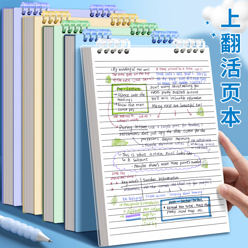 上翻线圈本简约ins风笔记本大学生加厚考研本子推荐记录本a5横线