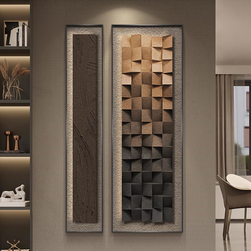 现代轻奢玄关装饰画抽象立体感进门入户挂画简约高档走廊过道壁画