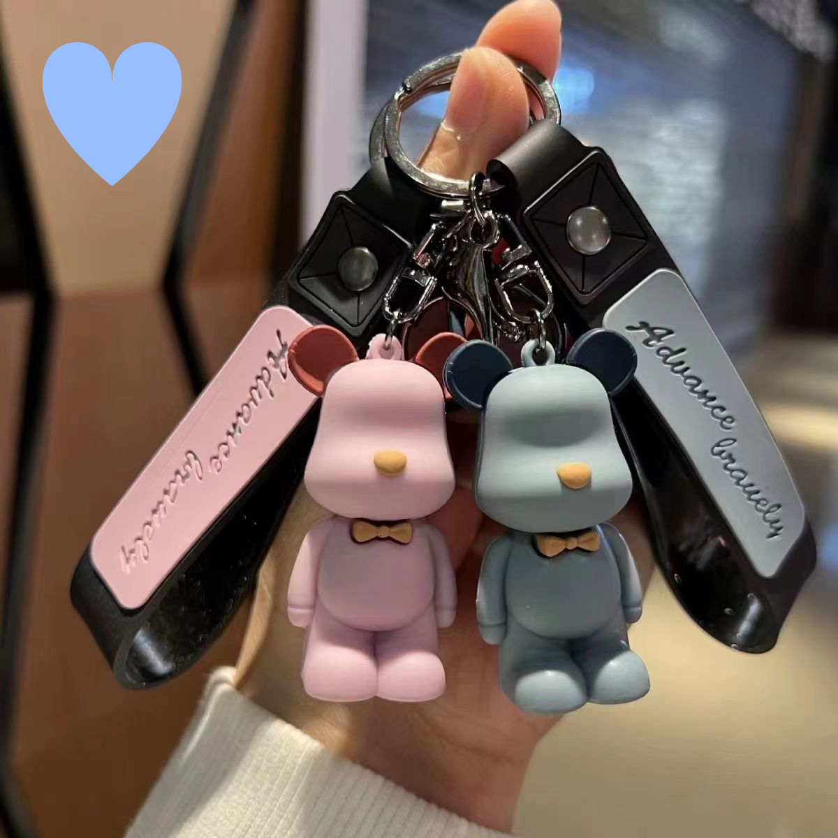 【2.9元福利】网红北欧小熊钥匙扣简约可爱汽车钥匙扣学生书包挂件