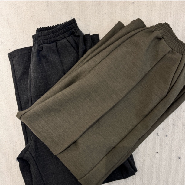 2024秋冬毛呢复古轻奢高级感极简风重工压褶直筒显瘦松紧腰西装裤