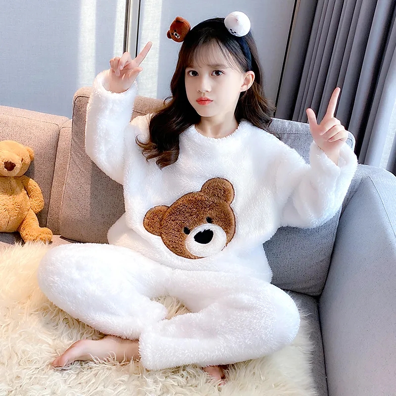 女童珊瑚绒睡衣秋冬款中大儿童公主法兰绒可爱套装秋季女孩家居服