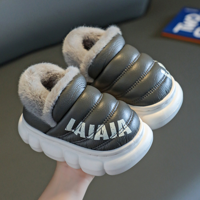 朵美巴拉巴拉宝宝儿童棉拖鞋男童冬季室内保暖毛绒包跟女童棉鞋PU