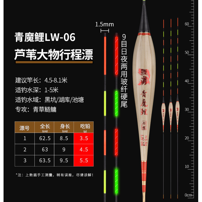 青魔鲤嘴鳊鱼鲢鳙鱼漂超长行程漂截口流氓漂湖库筏钓硬尾夜光滑漂