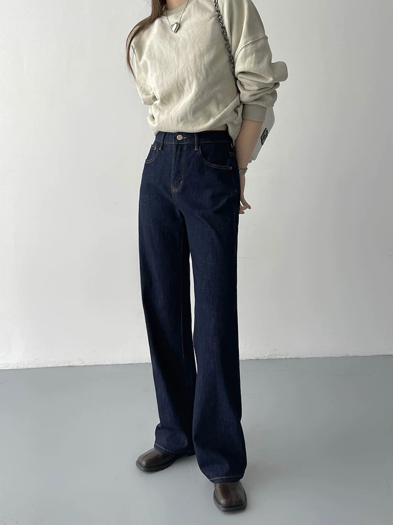 SU【036】82代 愫玥 MWMA 超百搭爆款普洗蓝阔腿牛仔四面弹长裤~