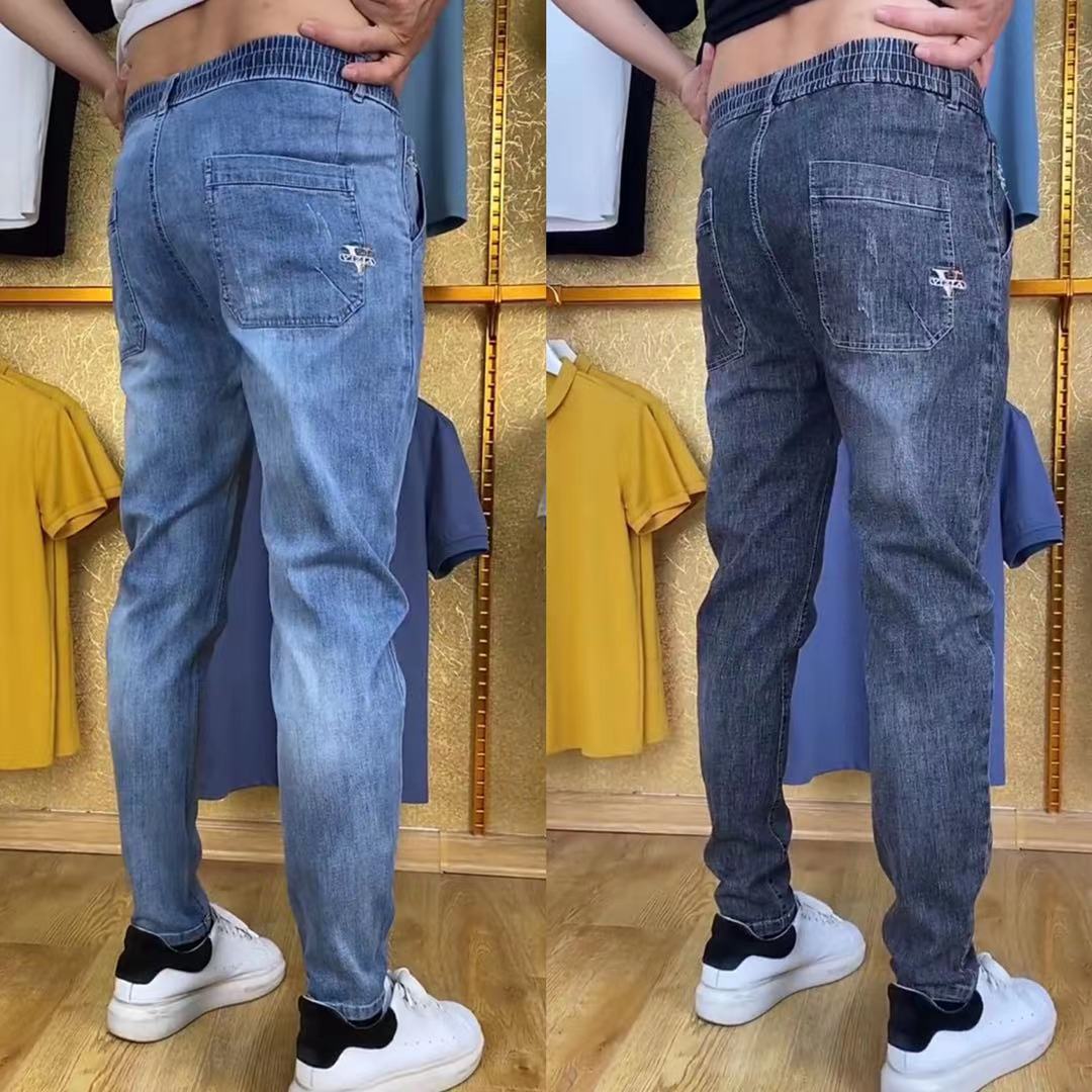 K30秋季新款男士小脚牛仔裤时尚百搭男潮流修身休闲裤男裤子显瘦