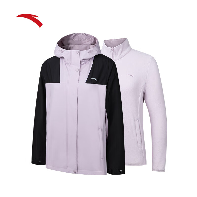 安踏户外女秋冬新款防泼水保暖 可拆卸两件套运动外套162447615