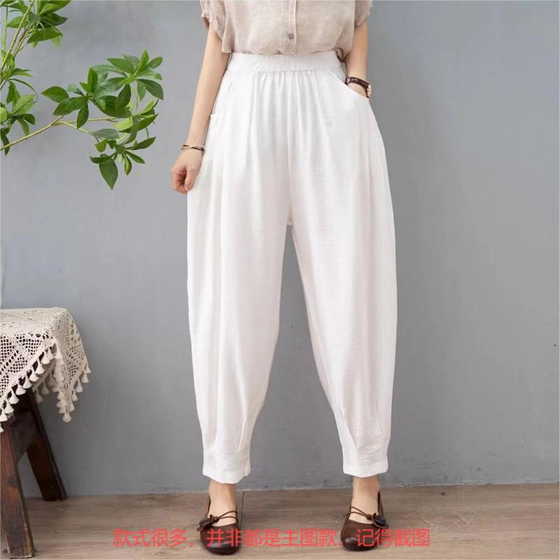 【401-430】麻料气质文艺百搭显瘦休闲裤哈伦裤2