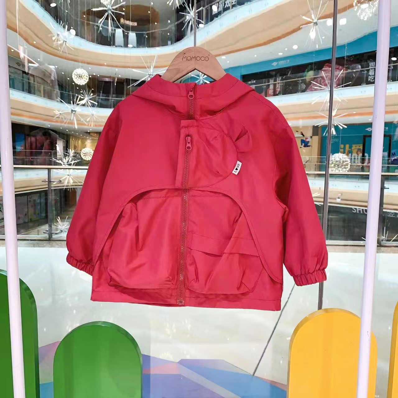 MOMOCO男女童春秋新款连帽百搭休闲韩版时尚外套75730107074