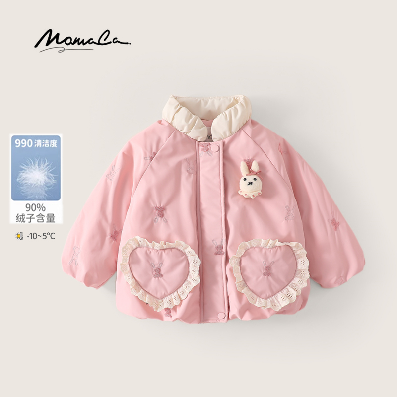 MOMOCO冬季新款女童甜美爱心小兔子羽绒服外套75830102036
