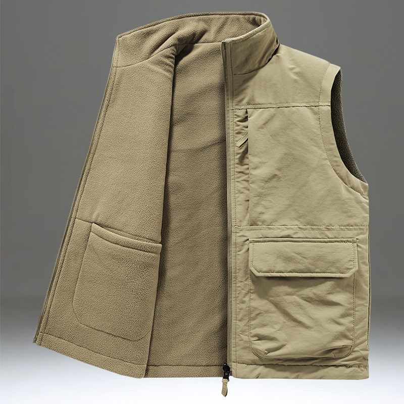 双面穿马甲男秋冬季加绒坎肩背心休闲运动加厚马夹立领无袖外套