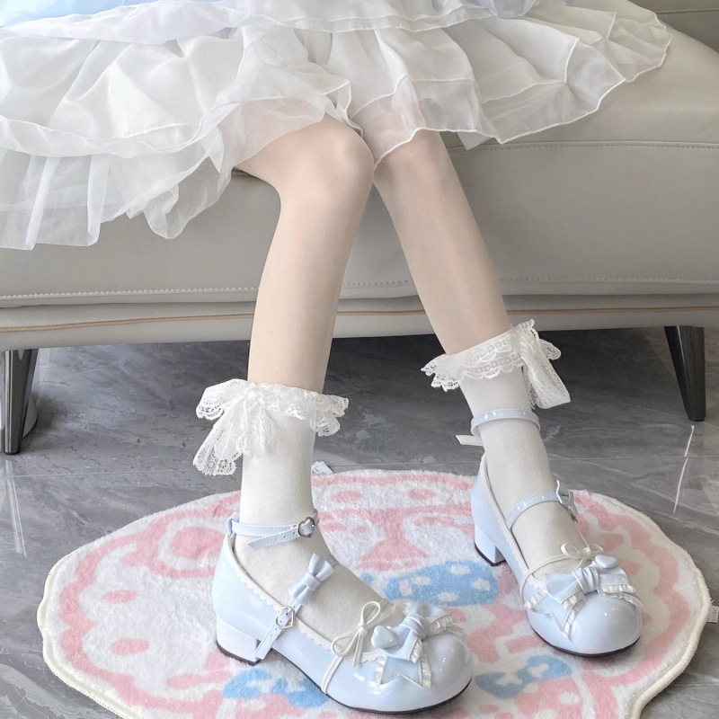 lo鞋可爱甜美塔甜心少女Lolita公主配裙子鞋小高跟单鞋亚马逊