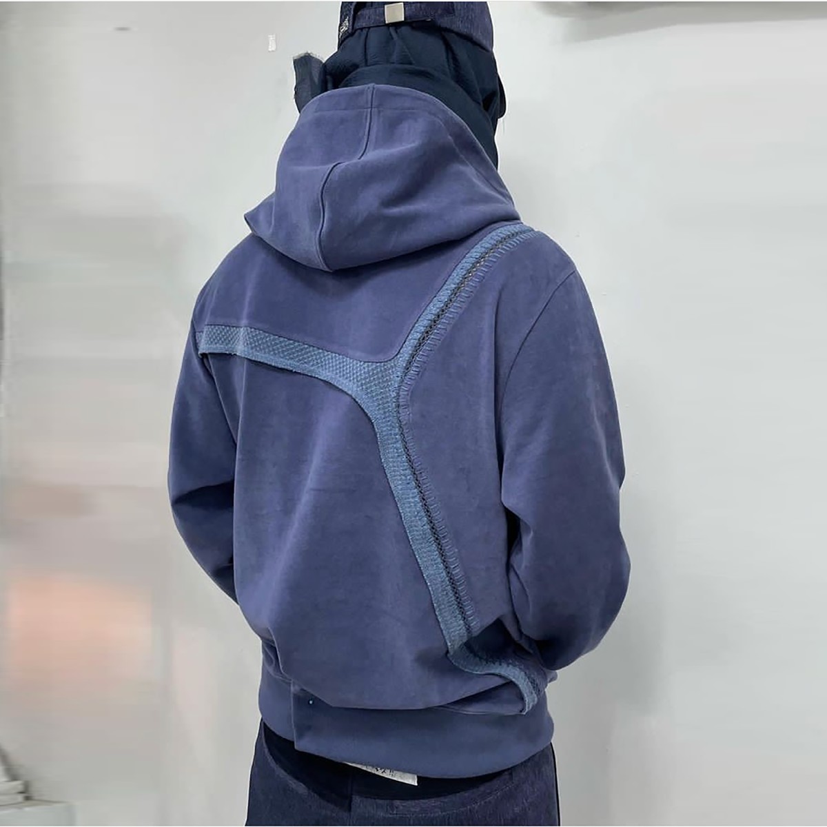 两个月亮美式华夫格拼接双面穿宽松连帽卫衣vibe风男女同款休闲潮