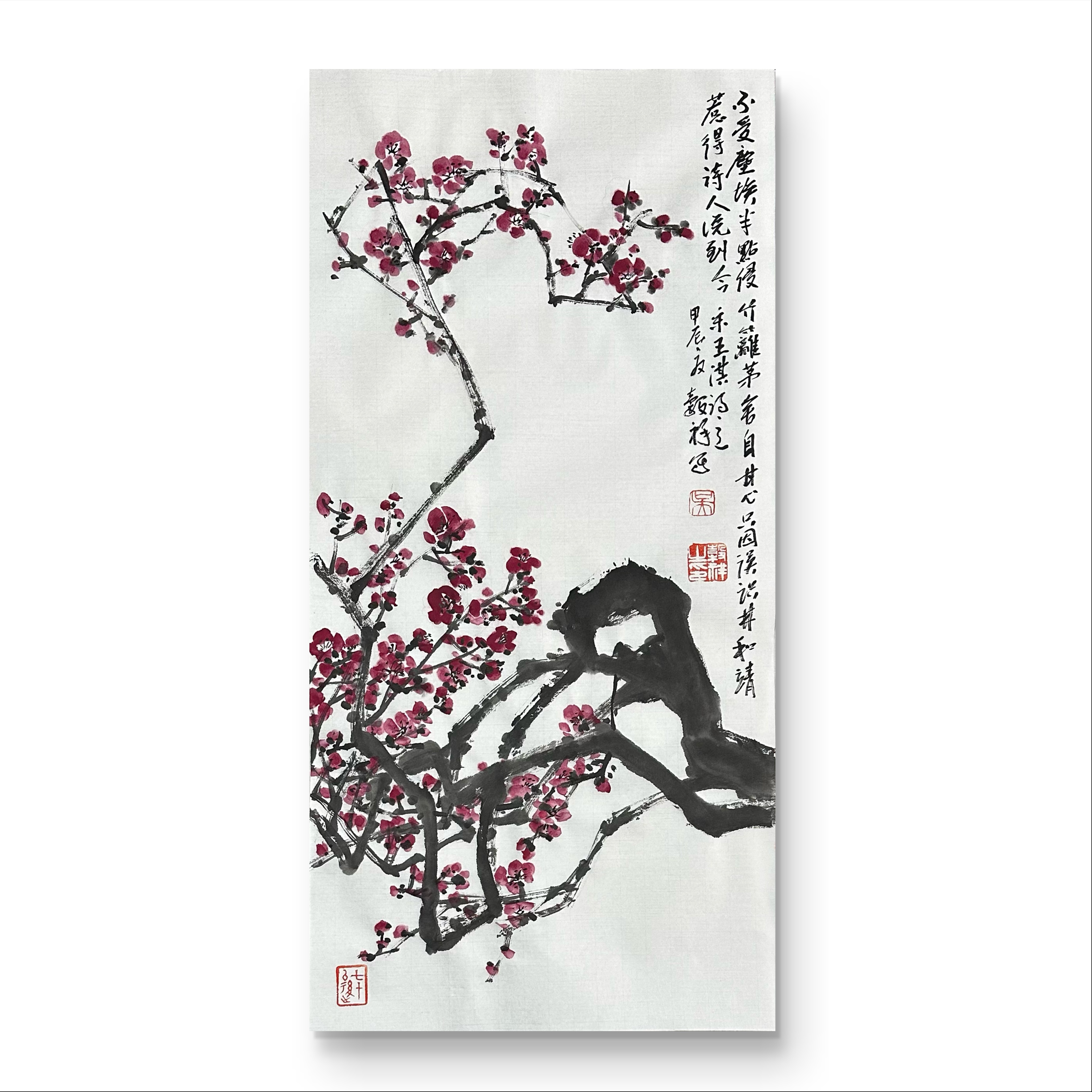 原创国画手绘画心69x35 梅花精美书画欣赏作品专业美术装饰实物