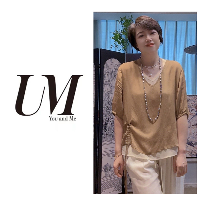 【U.M】V领衬衫假两件短袖气质简约宽松百搭