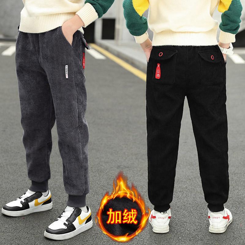 童装男童加绒裤子一体绒2023新款秋冬中大童冬装儿童加厚休闲长裤