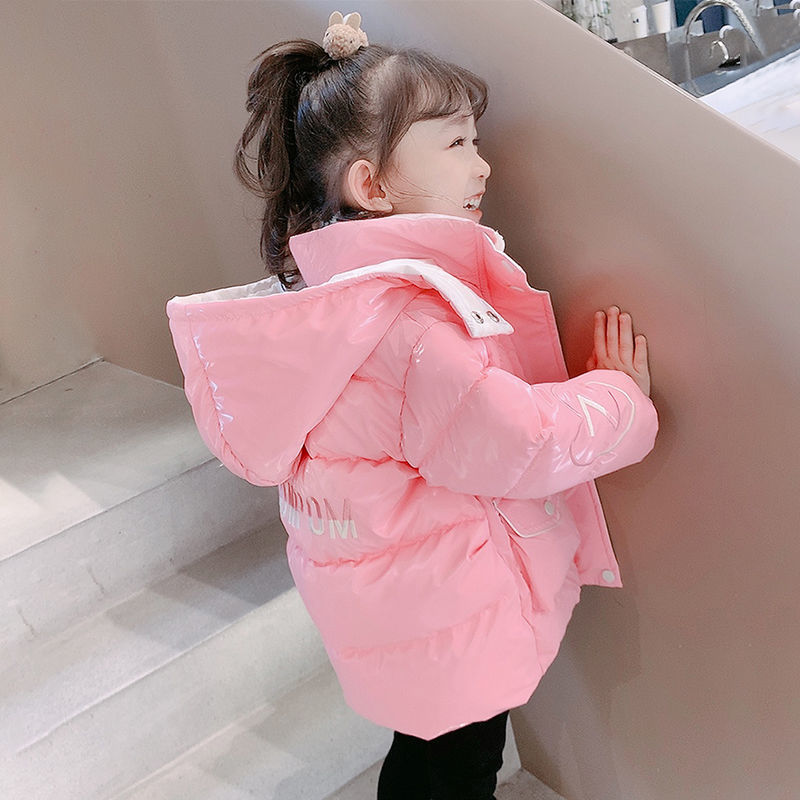 女童冬装棉衣2023新款洋气儿童免洗连帽棉服宝宝冬季亮片棉袄