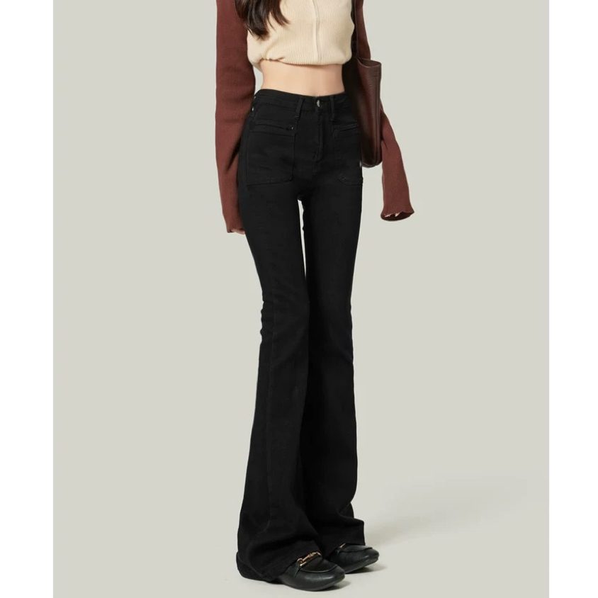 修身微喇牛仔裤女秋季高腰辣妹紧身马蹄喇叭裤2025年新款显瘦弹力