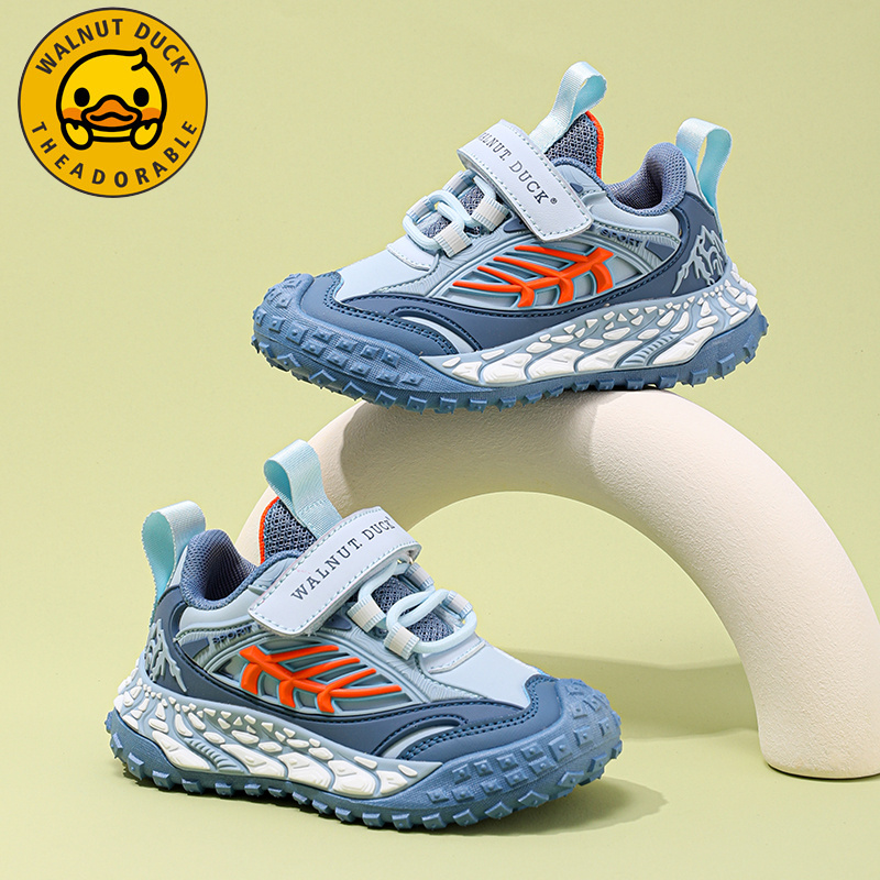 小黄鸭男童鞋子2024春秋季新款皮面中小童运动鞋防滑百搭跑步鞋潮